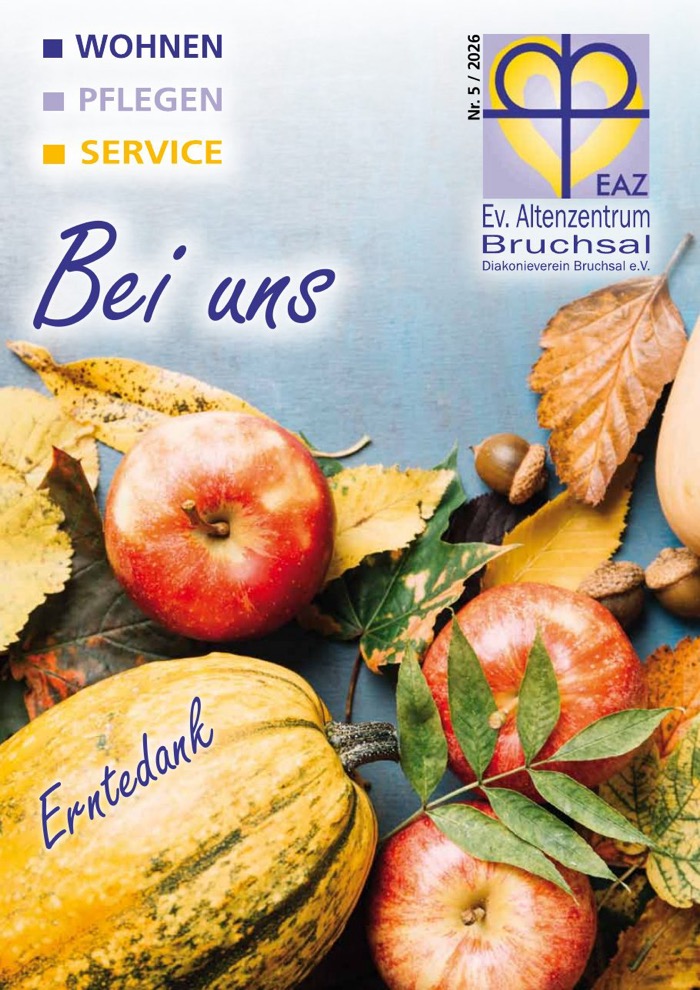 Titelseite der Hauszeitschrift „Bei uns“, Ausgabe 5/2026, Thema Erntedank